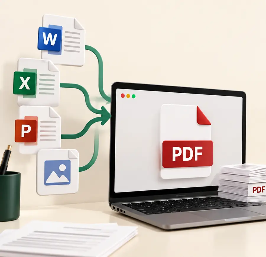 حاسوب محمول يحوّل ملفات Word وExcel وPowerPoint والصور إلى ملف PDF
