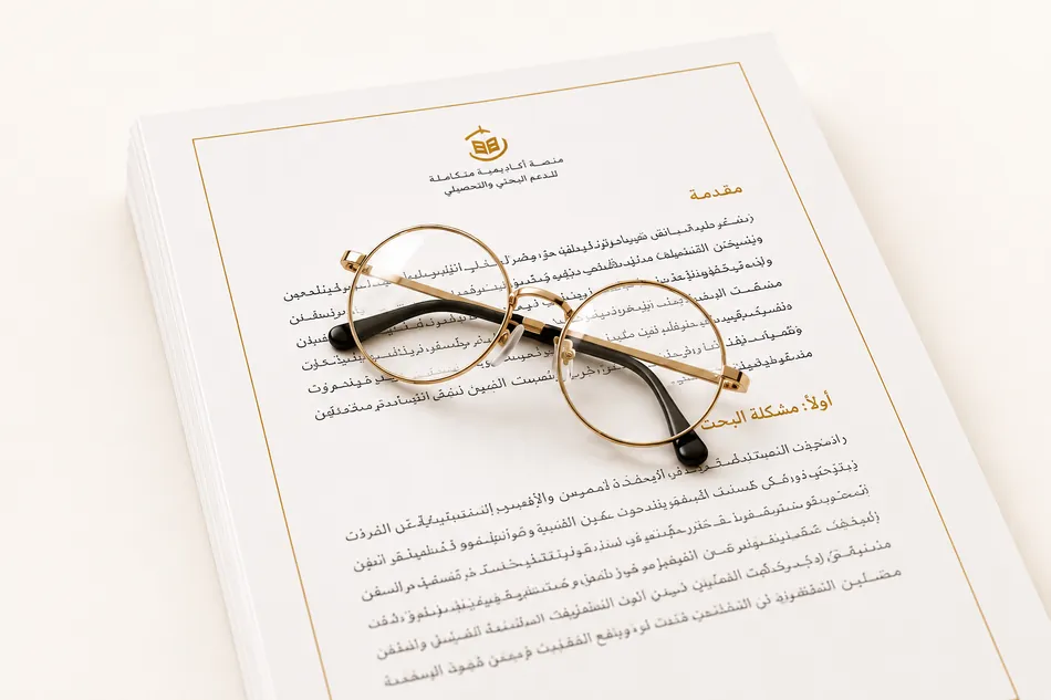 نظارة فوق بحث أكاديمي مطبوع