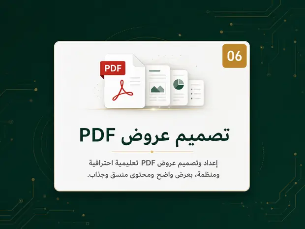 06 تصميم عروض PDF — إعداد وتصميم عروض PDF تعليمية احترافية ومنظمة بعرض واضح ومحتوى منسق وجذاب
